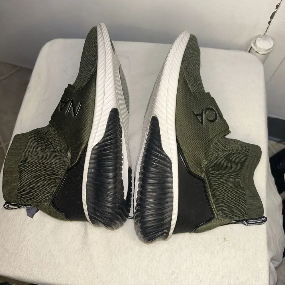 Nautica‎ Olive Green Sock-Style Sneakers with White Sole Athletic Comfort Shoes